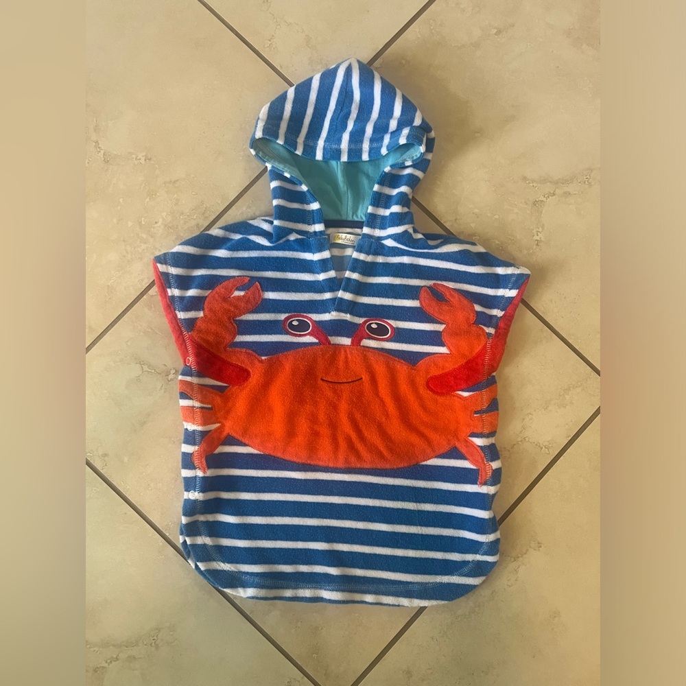 Mini Boden Crab Towel Poncho (with snaps)
